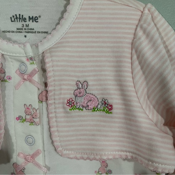 Little Me 3M bunny print footsie NWT baby outfit - Picture 4 of 9